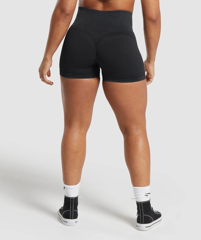 Gymshark Gains Seamless Short Korte Broek Dames Zwart | BARU67408