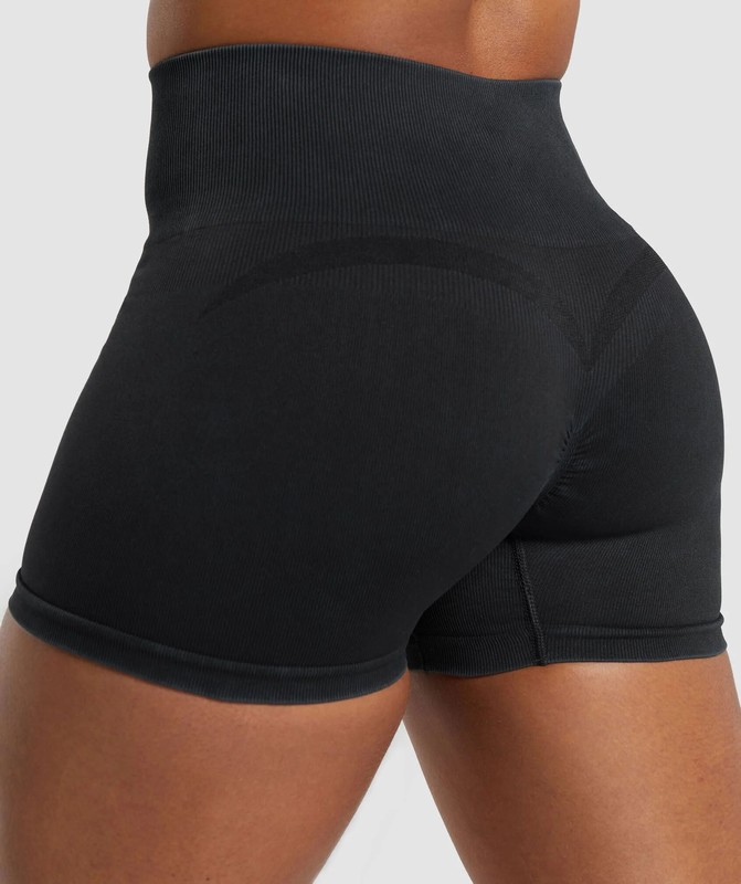 Gymshark Gains Seamless Short Korte Broek Dames Zwart | BARU67408