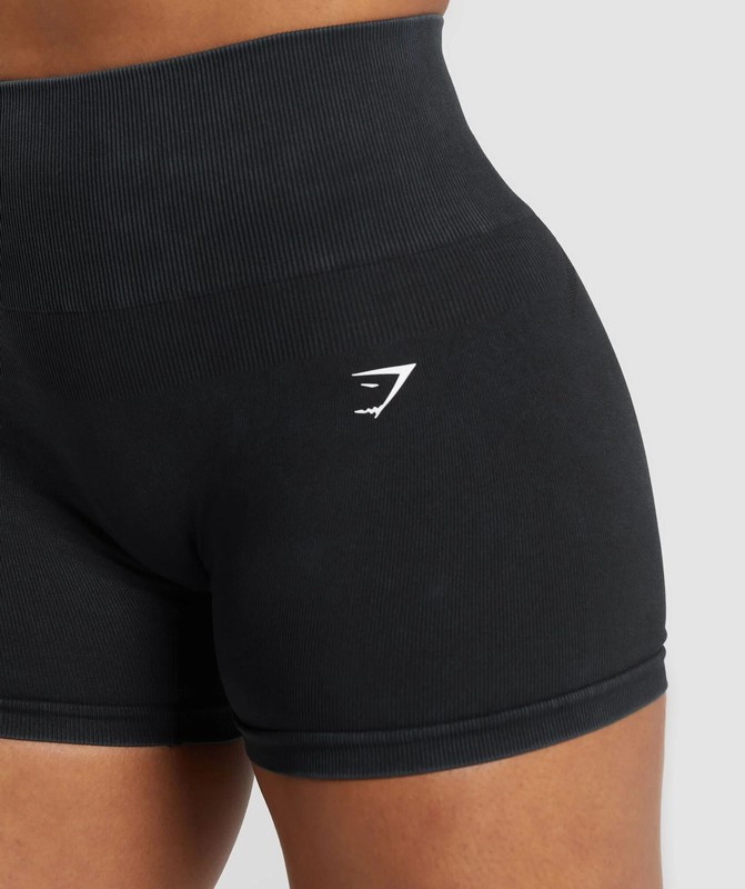 Gymshark Gains Seamless Short Korte Broek Dames Zwart | BARU67408