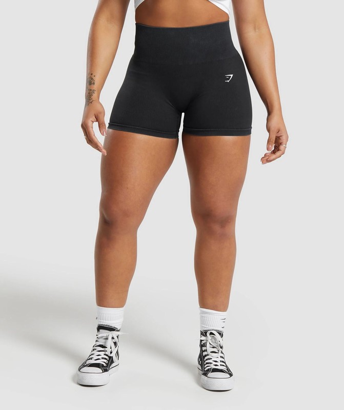 Gymshark Gains Seamless Short Korte Broek Dames Zwart | BARU67408