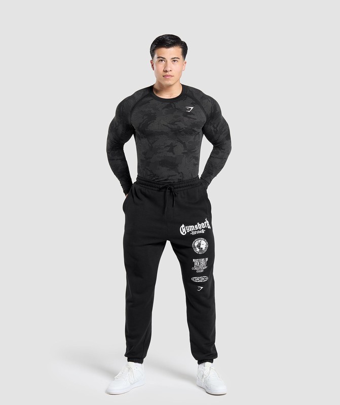 Gymshark Geo Seamless Long Sleeve T-Shirt T-Shirt Heren Zwart Grijs | EXWT74126