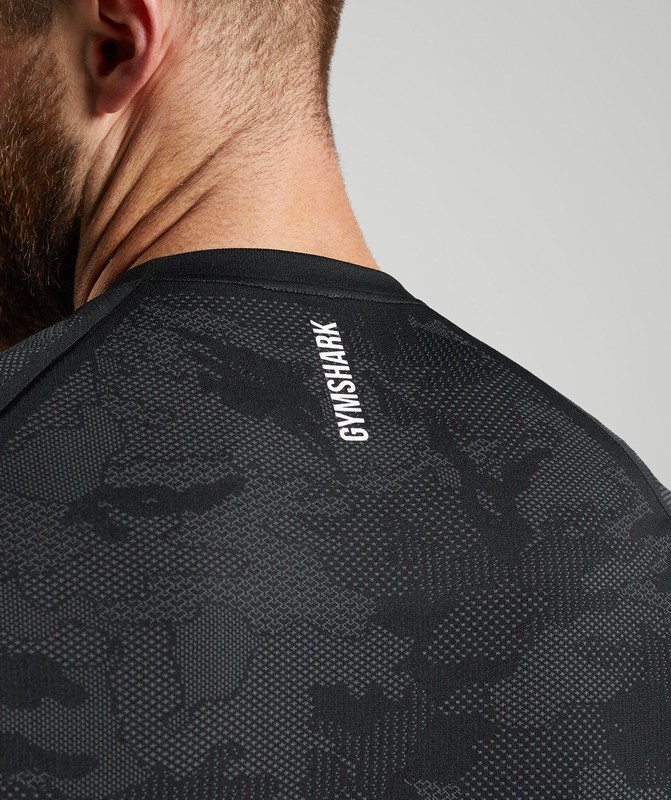 Gymshark Geo Seamless T-Shirt T-Shirt Heren Zwart Grijs | GVTY09786