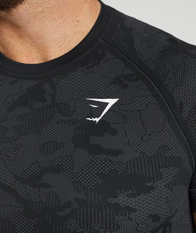 Gymshark Geo Seamless T-Shirt T-Shirt Heren Zwart Grijs | GVTY09786