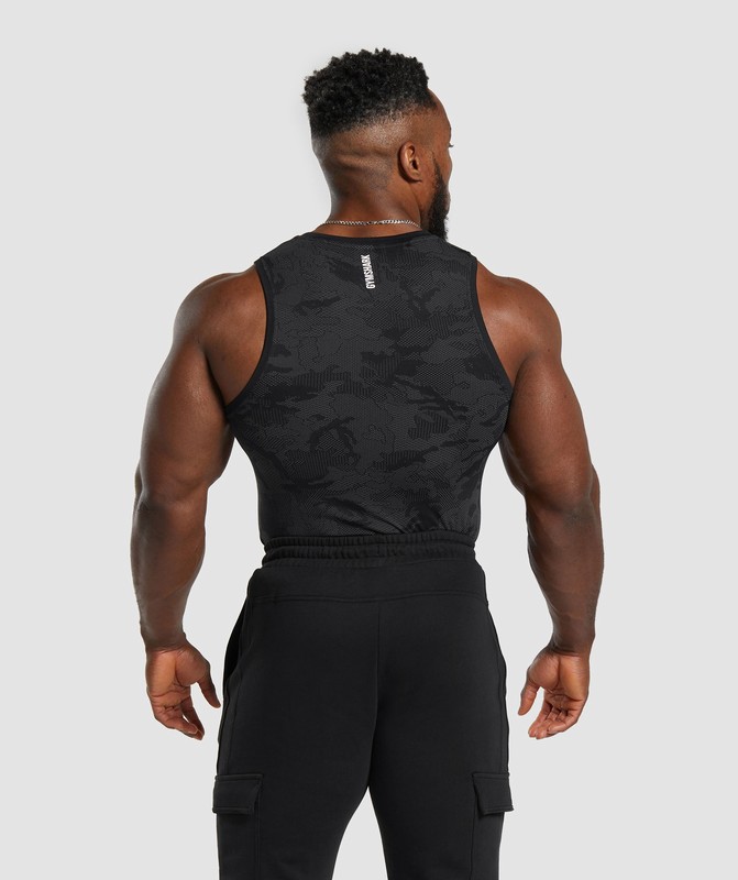 Gymshark Geo Seamless Tank Tanktop Heren Zwart Grijs | MNCA27614