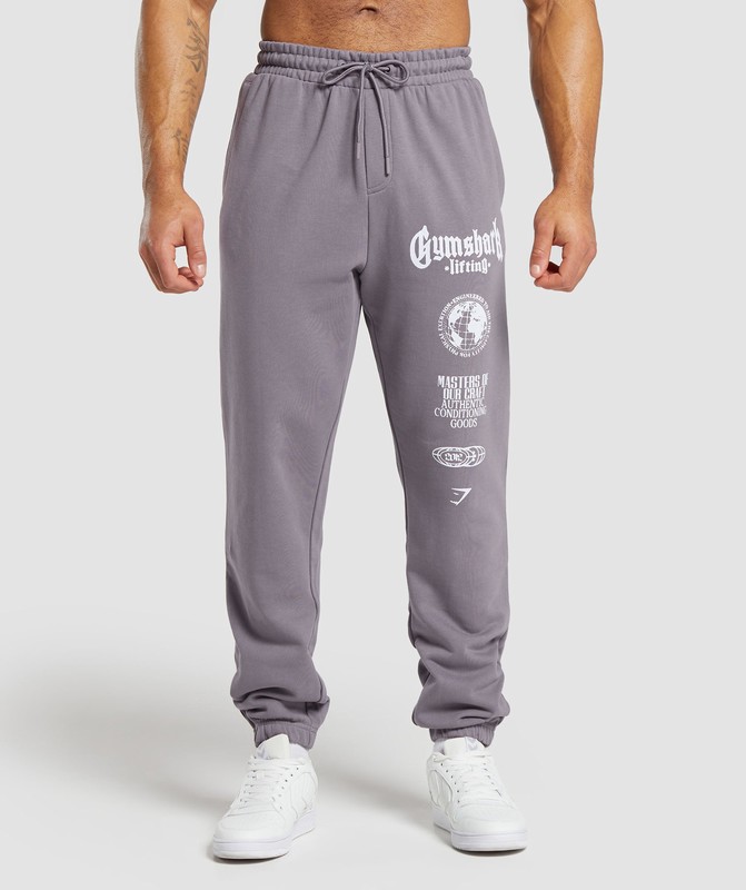 Gymshark Global Lifting Oversized Essential Joggers Joggingbroek Heren Paars | YKMI03914