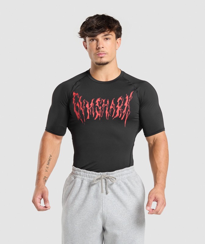Gymshark Graphic Baselayer T-Shirt T-Shirt Heren Zwart | BEWI92451