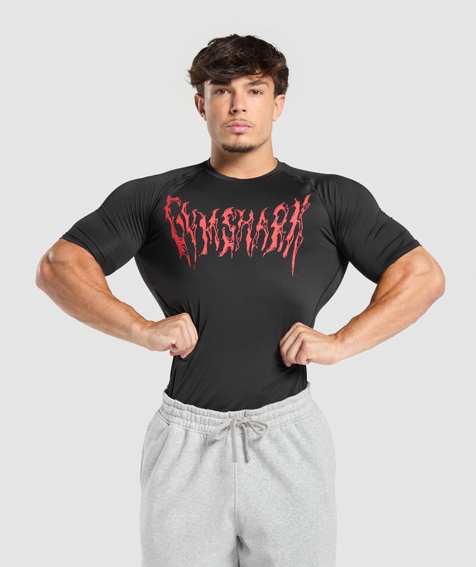 Gymshark Graphic Baselayer T-Shirt T-Shirt Heren Zwart | BEWI92451