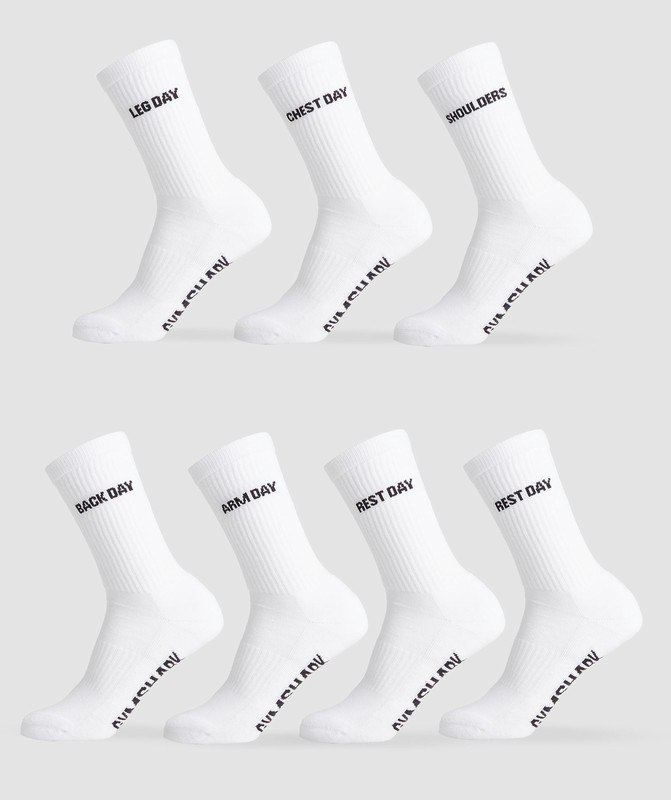 Gymshark Graphic Crew Socks 7PK Sokken Dames Wit | SVJO65287