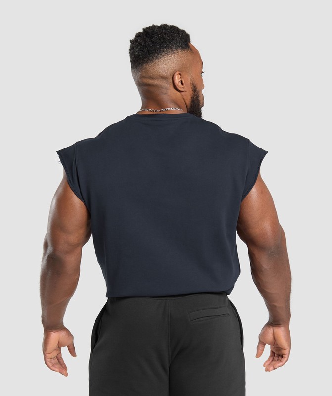 Gymshark Graphic Cut Off T-Shirt T-Shirt Heren Blauw | KOCF96307