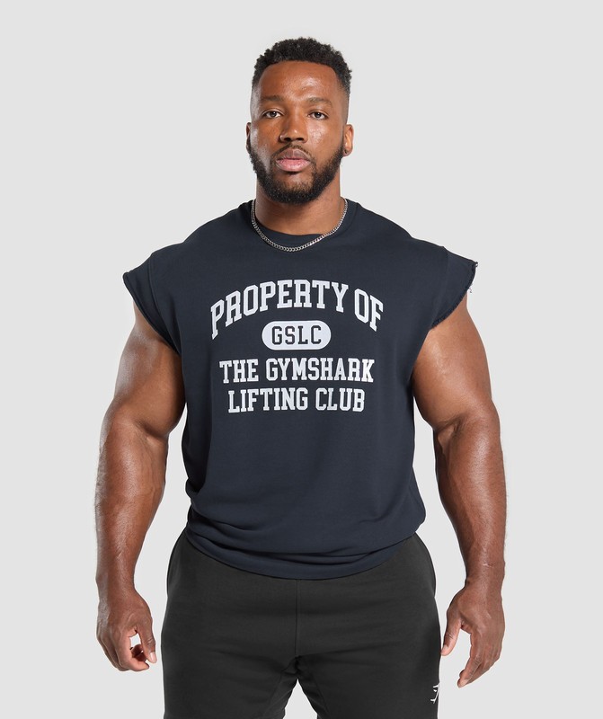 Gymshark Graphic Cut Off T-Shirt T-Shirt Heren Blauw | KOCF96307