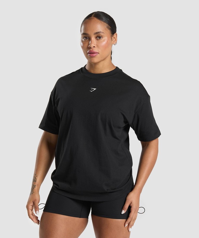 Gymshark Graphic Reaper Oversized Tee T-Shirt Dames Zwart | DFJA09128