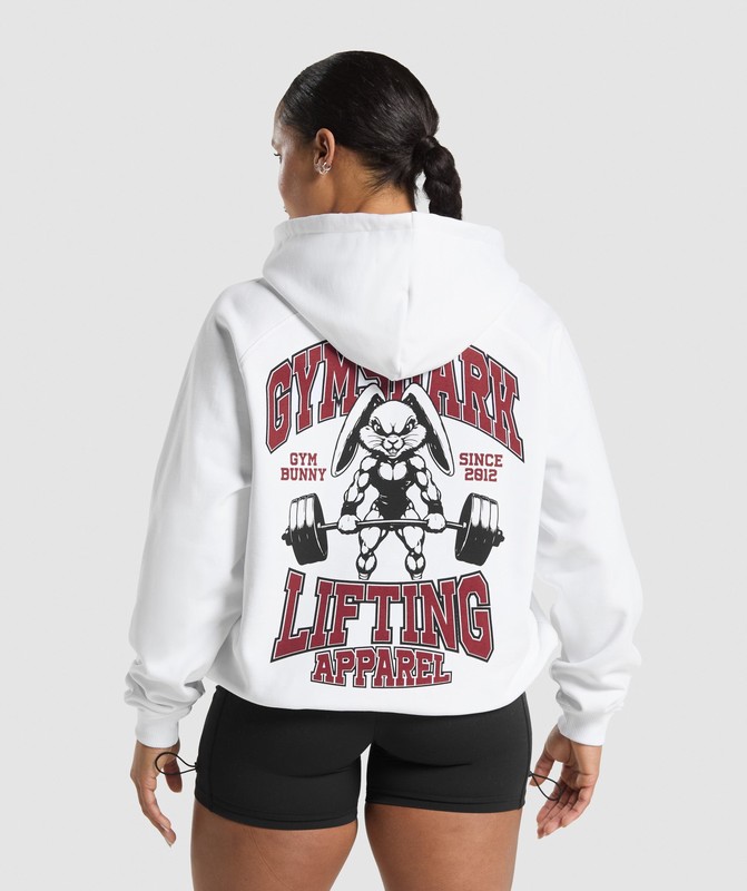 Gymshark Gym Bunny Oversized Hoodie Hoodie Dames Wit | MAHC03247