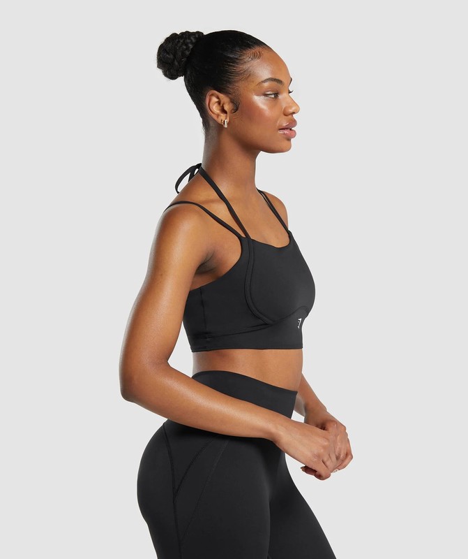 Gymshark Halterneck Crop Cami Tank Tanktop Dames Zwart | YTDI73182