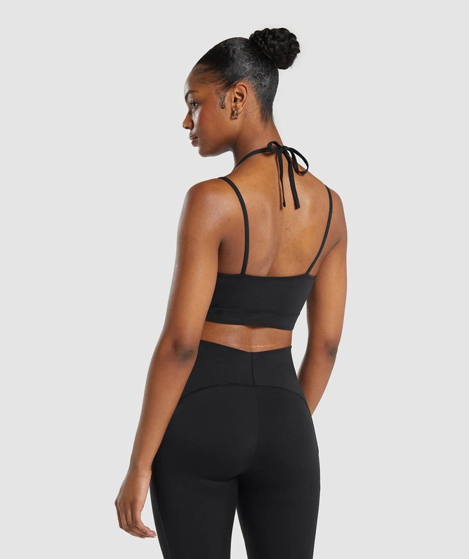 Gymshark Halterneck Crop Cami Tank Tanktop Dames Zwart | YTDI73182