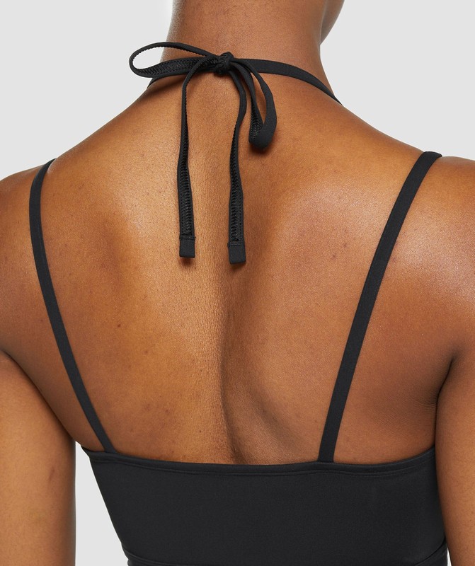 Gymshark Halterneck Crop Cami Tank Tanktop Dames Zwart | YTDI73182