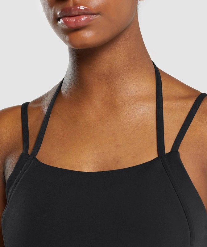 Gymshark Halterneck Crop Cami Tank Tanktop Dames Zwart | YTDI73182