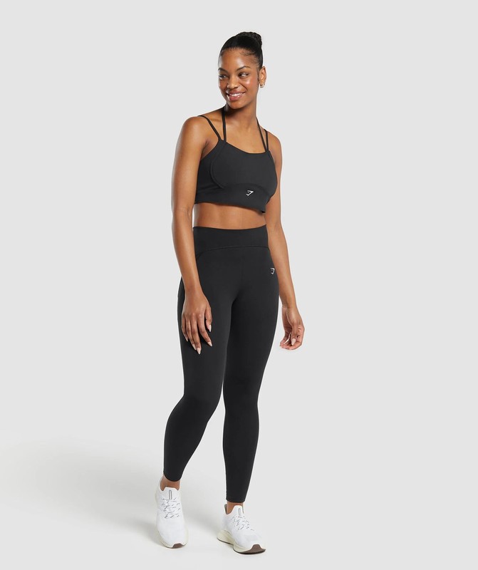 Gymshark Halterneck Crop Cami Tank Tanktop Dames Zwart | YTDI73182