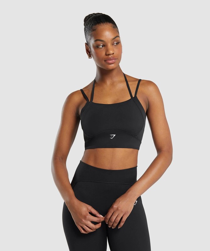 Gymshark Halterneck Crop Cami Tank Tanktop Dames Zwart | YTDI73182