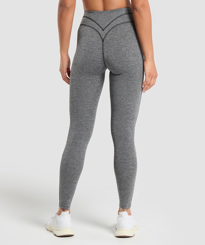 Gymshark Heart Marl Leggings Leggings Dames Zwart | MFVU08917
