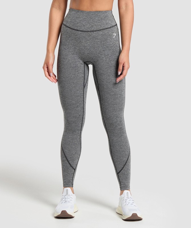 Gymshark Heart Marl Leggings Leggings Dames Zwart | MFVU08917