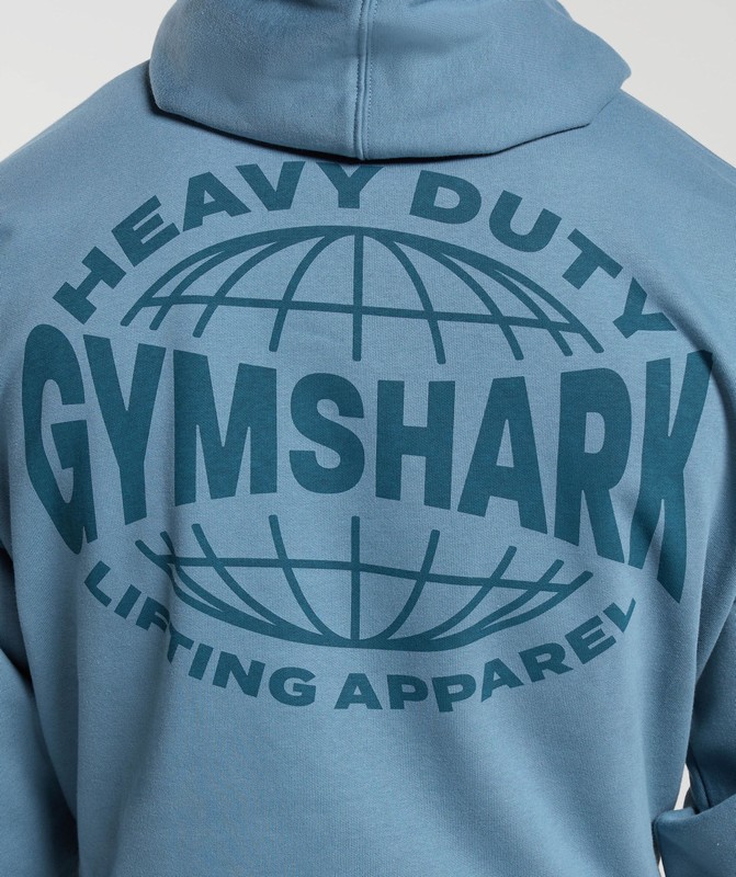Gymshark Heavy Duty Apparel Hoodie Hoodie Heren Blauw | DZYO29103