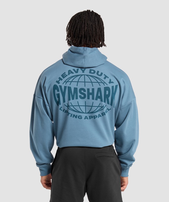 Gymshark Heavy Duty Apparel Hoodie Hoodie Heren Blauw | DZYO29103