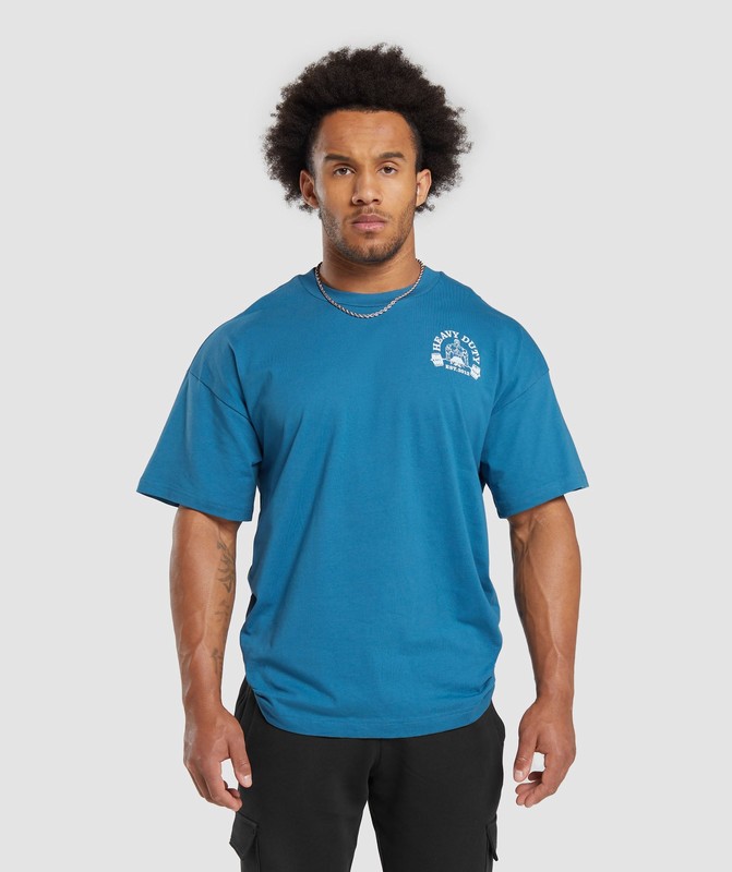 Gymshark Heavy Duty T-Shirt T-Shirt Heren Blauw | VJOL20874