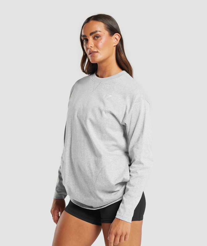 Gymshark Heavyweight Cotton Long Sleeve Top Top Dames Lichtgrijs | TUBN24306