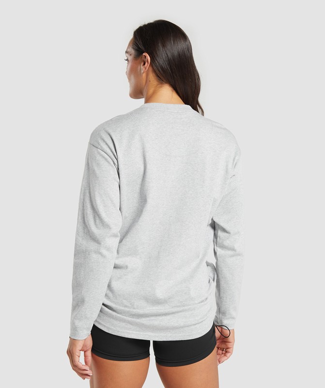 Gymshark Heavyweight Cotton Long Sleeve Top Top Dames Lichtgrijs | TUBN24306