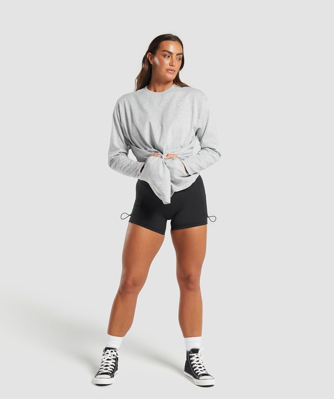 Gymshark Heavyweight Cotton Long Sleeve Top Top Dames Lichtgrijs | TUBN24306
