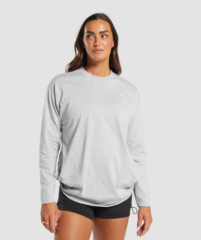Gymshark Heavyweight Cotton Long Sleeve Top Top Dames Lichtgrijs | TUBN24306