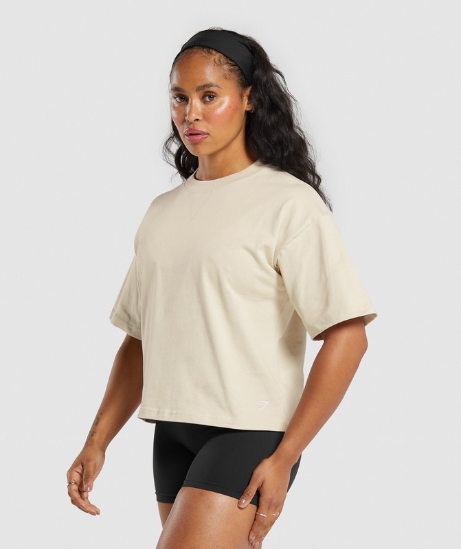 Gymshark Heavyweight Cotton T-Shirt T-Shirt Dames Wit | UDRK76981
