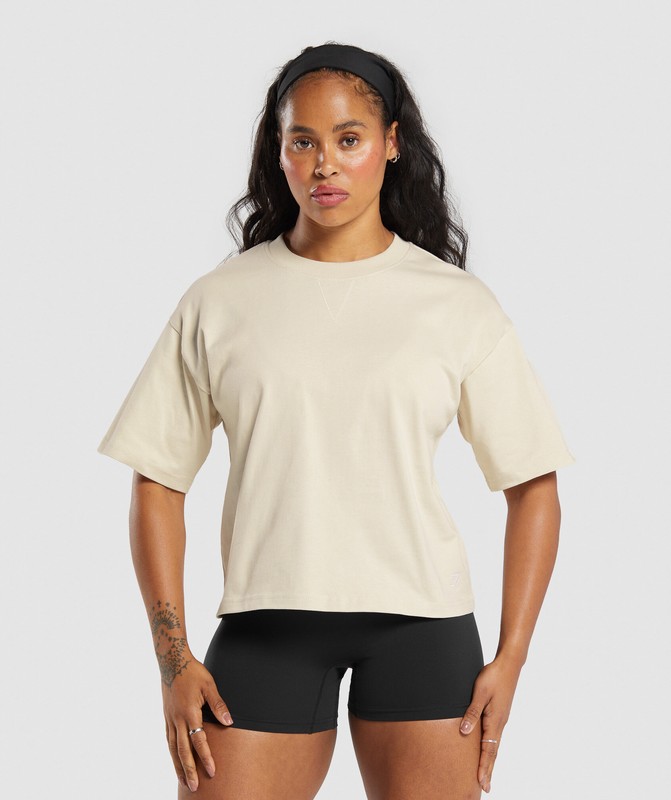 Gymshark Heavyweight Cotton T-Shirt T-Shirt Dames Wit | UDRK76981