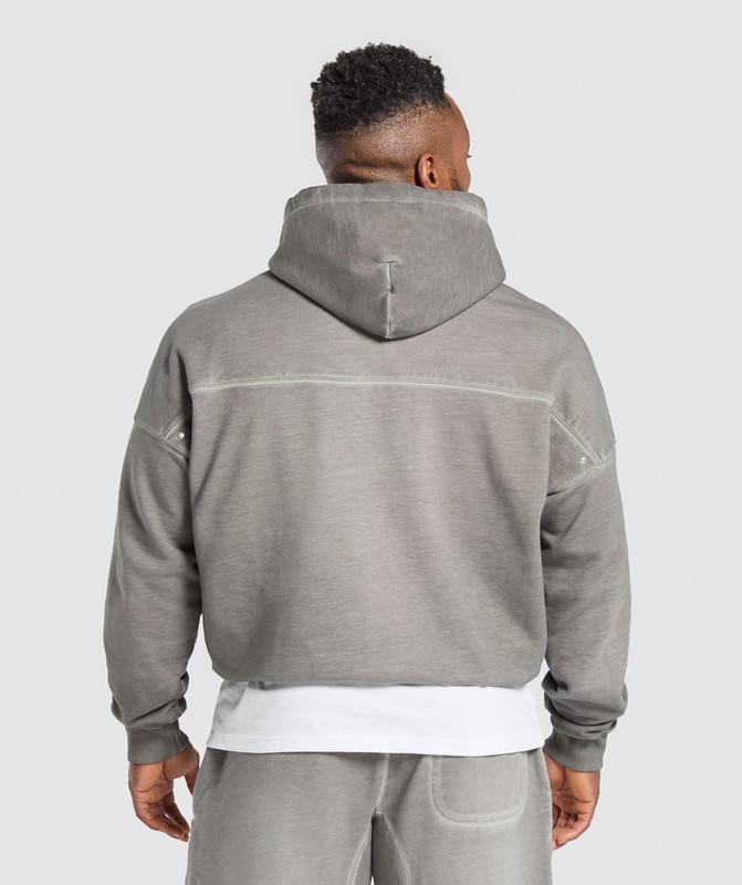 Gymshark Heavyweight Hoodie Hoodie Heren Metal Grijs Grijs Lichtturkoois | WITA86342
