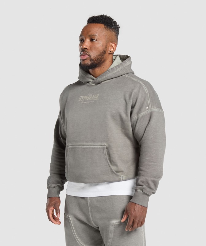 Gymshark Heavyweight Hoodie Hoodie Heren Metal Grijs Grijs Lichtturkoois | WITA86342