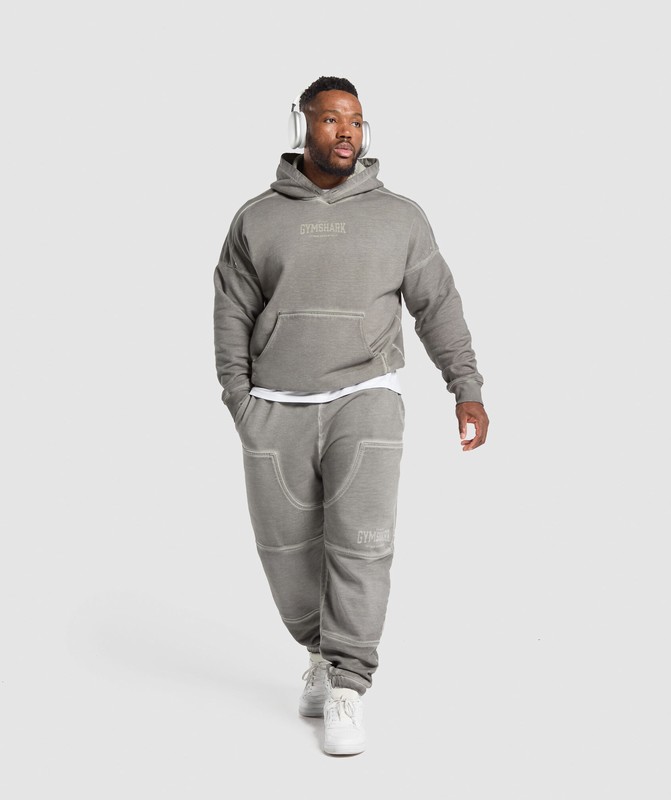 Gymshark Heavyweight Hoodie Hoodie Heren Metal Grijs Grijs Lichtturkoois | WITA86342