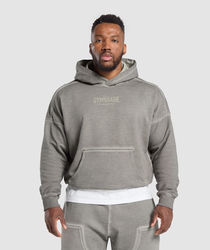 Gymshark Heavyweight Hoodie Hoodie Heren Metal Grijs Grijs Lichtturkoois | WITA86342