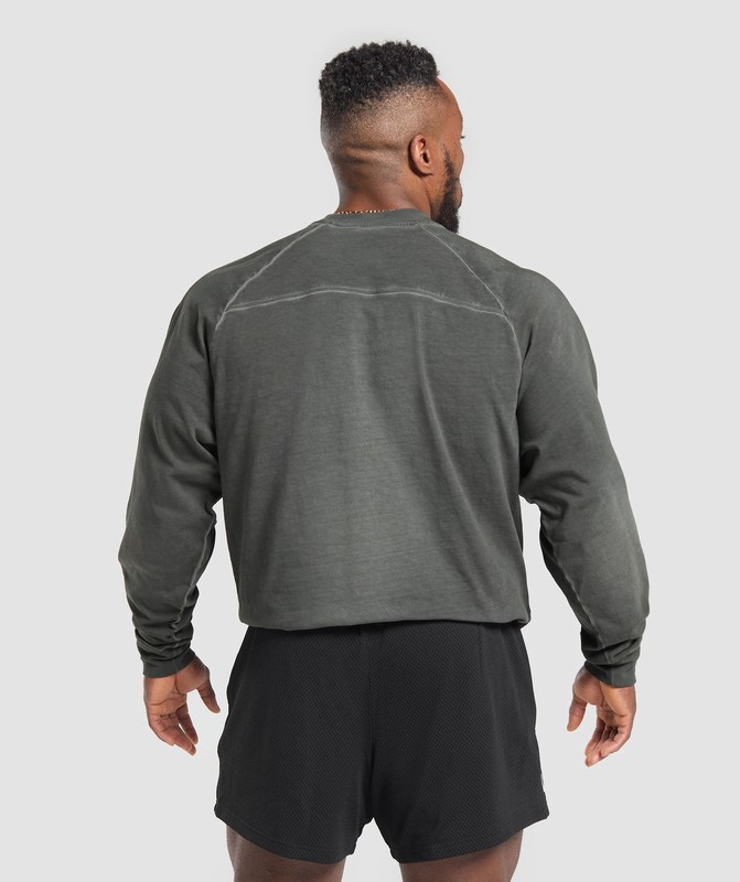 Gymshark Heavyweight Long Sleeve T-Shirt T-Shirt Heren Zwart Lichtturkoois | KTPC54703