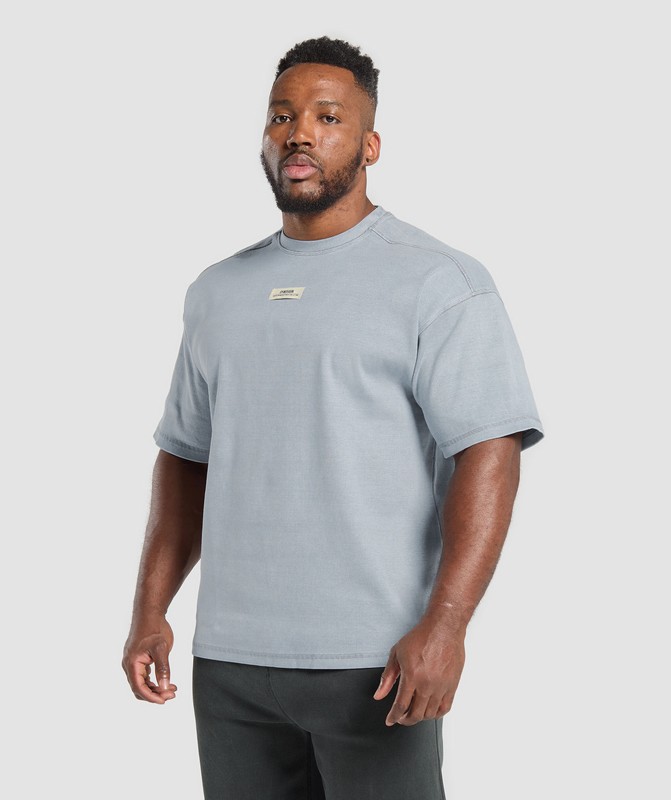 Gymshark Heavyweight Rib Short Sleeve Crew Sokken Heren Grijs | WRCA92315