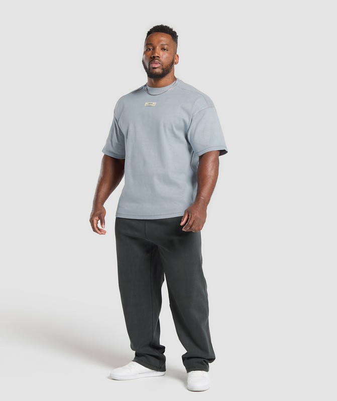 Gymshark Heavyweight Rib Short Sleeve Crew Sokken Heren Grijs | WRCA92315