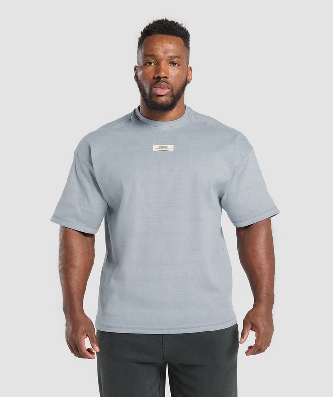 Gymshark Heavyweight Rib Short Sleeve Crew Sokken Heren Grijs | WRCA92315