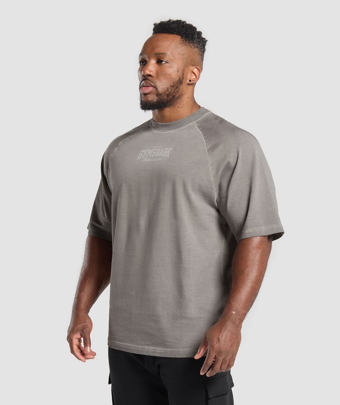 Gymshark Heavyweight T-Shirt T-Shirt Heren Metal Grijs Grijs Lichtturkoois | PUMD90852