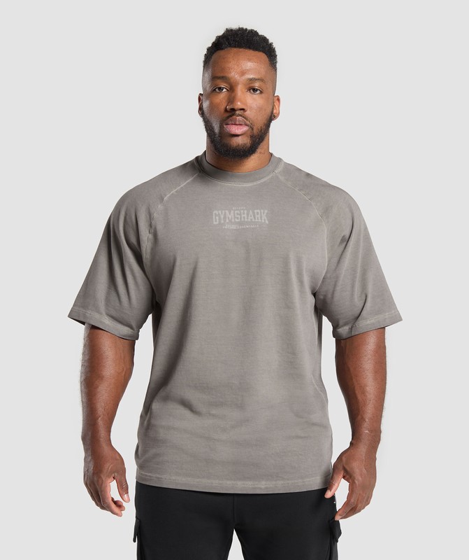 Gymshark Heavyweight T-Shirt T-Shirt Heren Metal Grijs Grijs Lichtturkoois | PUMD90852