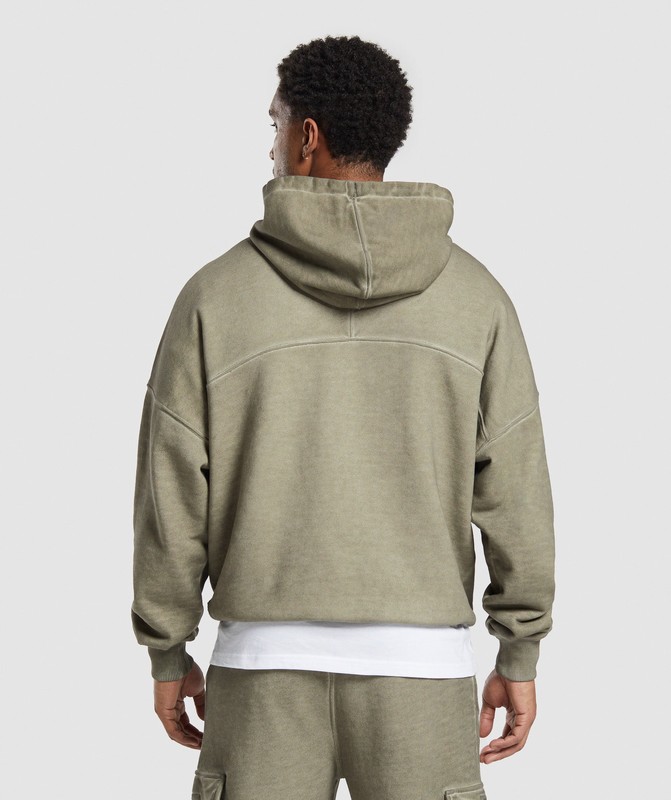 Gymshark Heavyweight Washed Hoodie Hoodie Heren Groen | IKCF27145