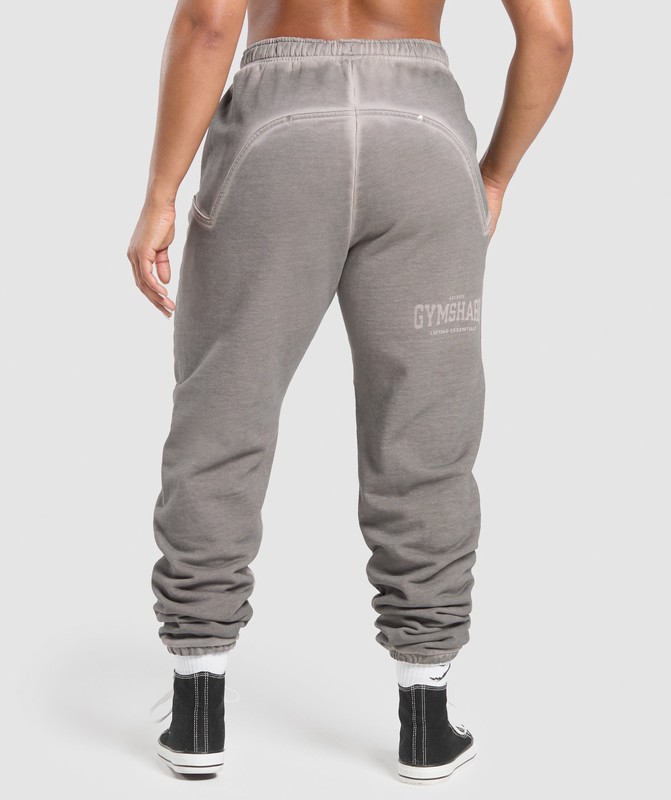 Gymshark Heavyweight Washed Pants Broek Dames Metal Grijs Grijs | QAJS81426