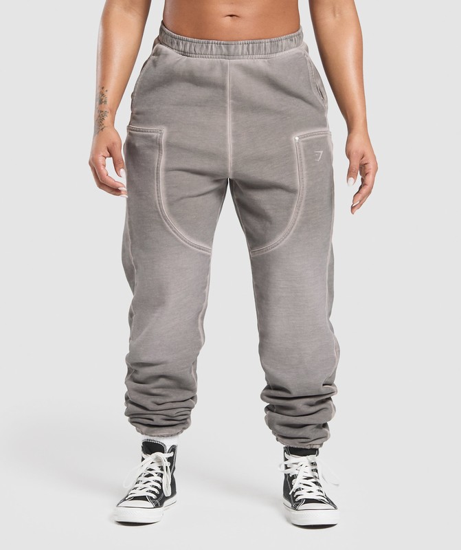 Gymshark Heavyweight Washed Pants Broek Dames Metal Grijs Grijs | QAJS81426