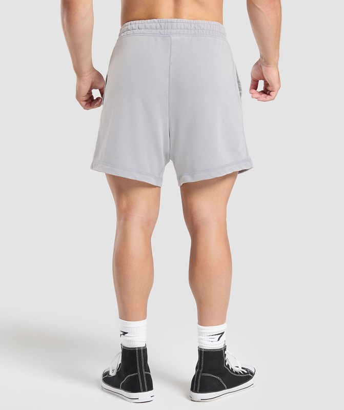 Gymshark Heritage 5" Shorts Korte Broek Heren Grijs Lichtturkoois | VAUK02678