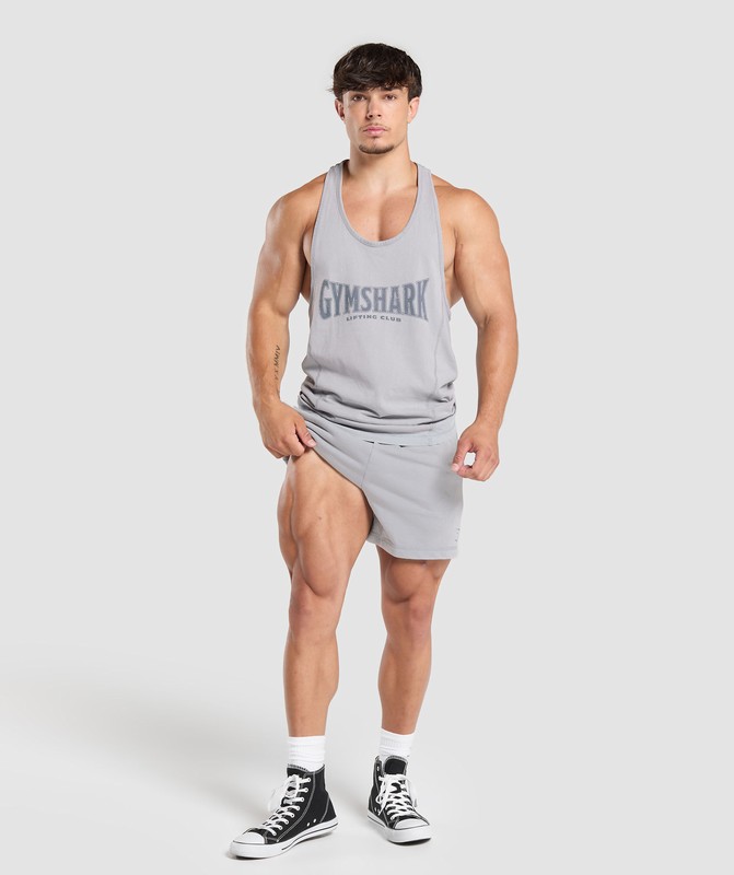 Gymshark Heritage 5" Shorts Korte Broek Heren Grijs Lichtturkoois | VAUK02678