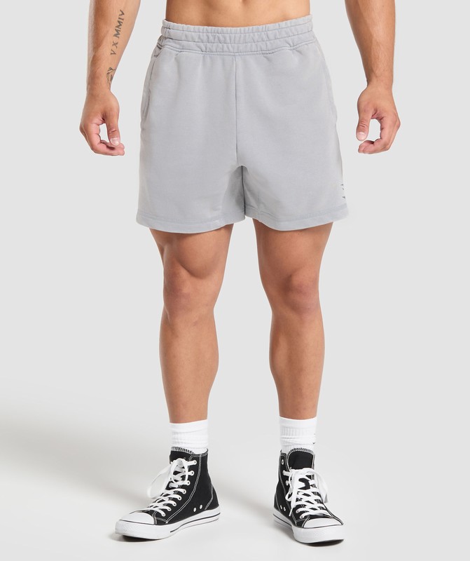 Gymshark Heritage 5" Shorts Korte Broek Heren Grijs Lichtturkoois | VAUK02678