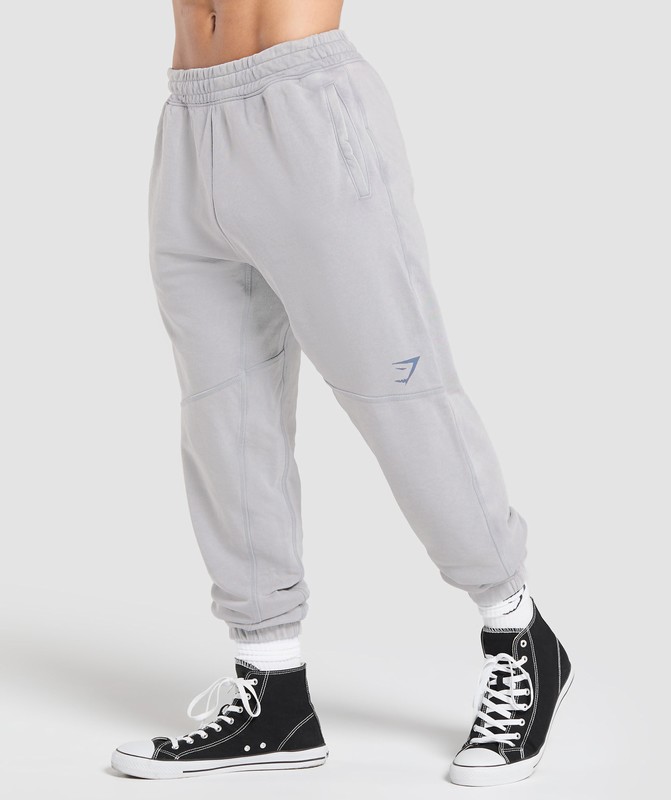 Gymshark Heritage Joggers Joggingbroek Heren Grijs Lichtturkoois | BECV71364